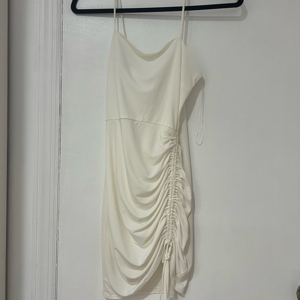 Elegant White Ruched Dress